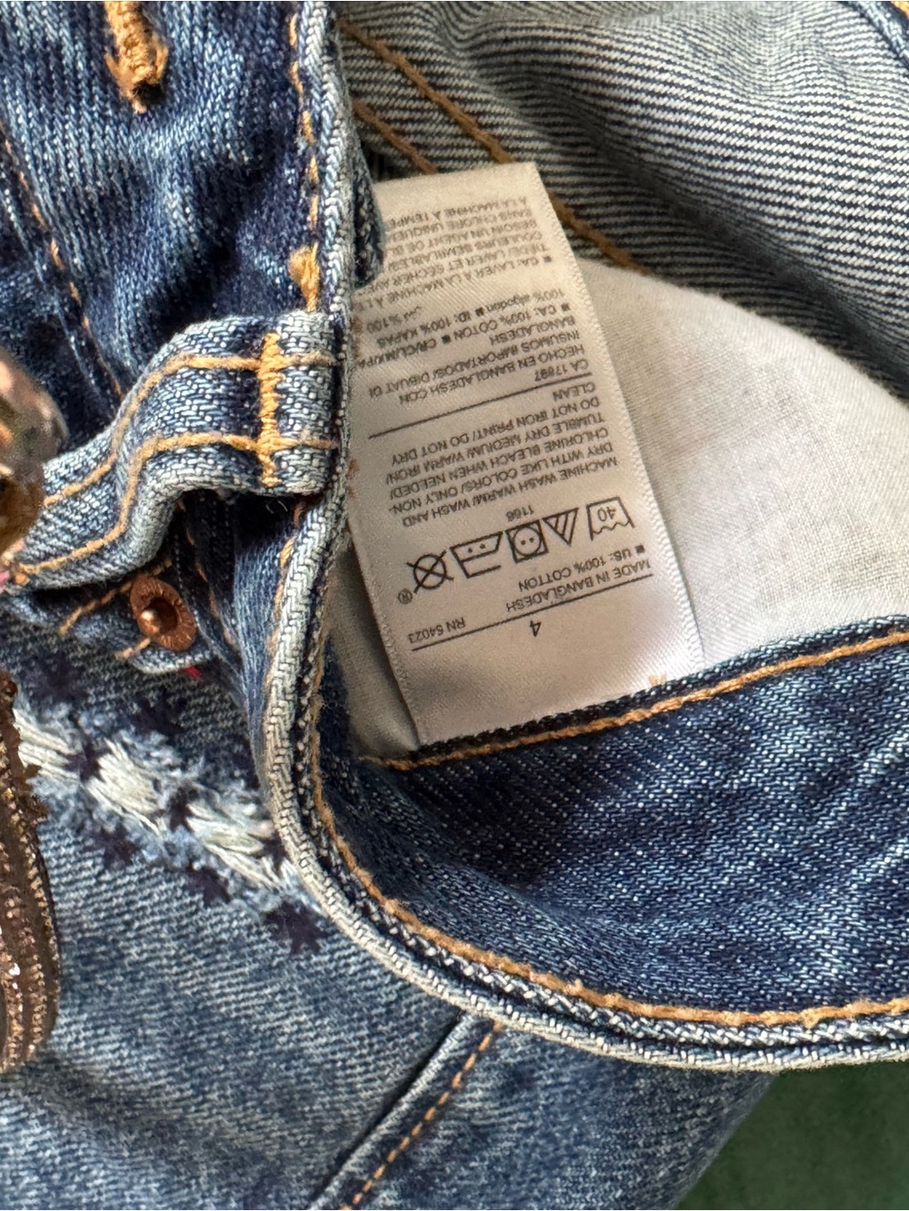 Old Navy Blue Distressed Denim Shorts with Red Stitching - Picture 6 of 6